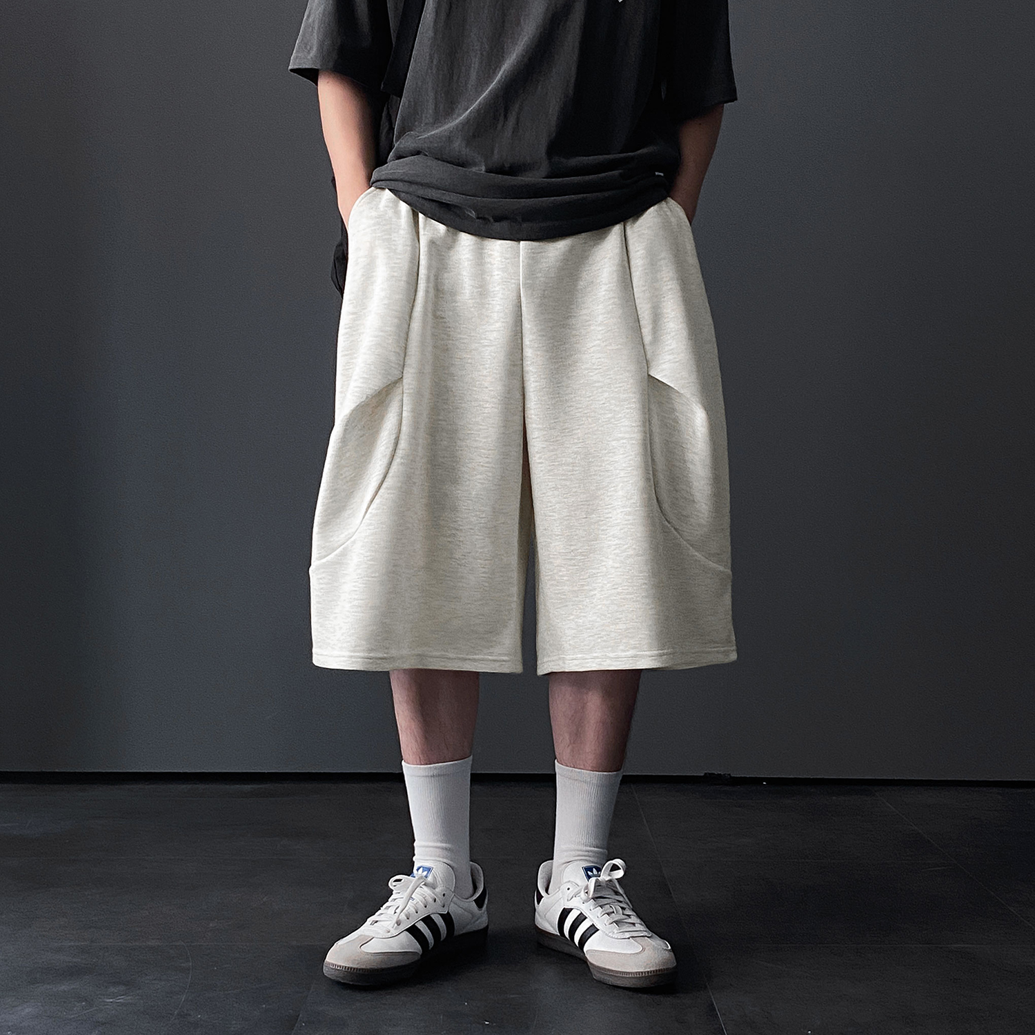 7부반바지 남자버뮤다팬츠 회색반바지 벌룬팬츠 - 상세 이미지 2