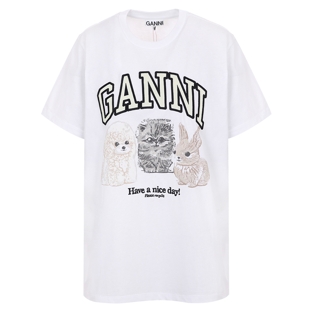 가니 애니멀 로고 프린트 여성 반팔티 T4237 151 (2025 F/W) - 상품 이미지