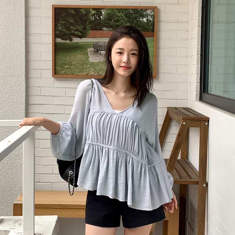 [투데이Pick]  블린 여리핏 셔링 쉬폰 블라우스 bs7580 이미지 2