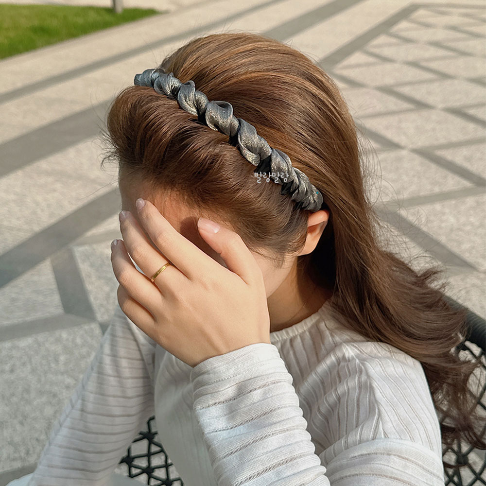블링 랩 헤어밴드 고급스러운 꼬임 이빨 귀안아픈 머리띠 - 상세 이미지 3