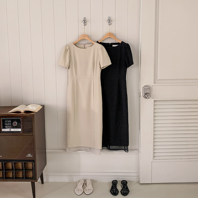 [자체제작] 쉬폰 레이어드 H라인 롱 원피스 op16106