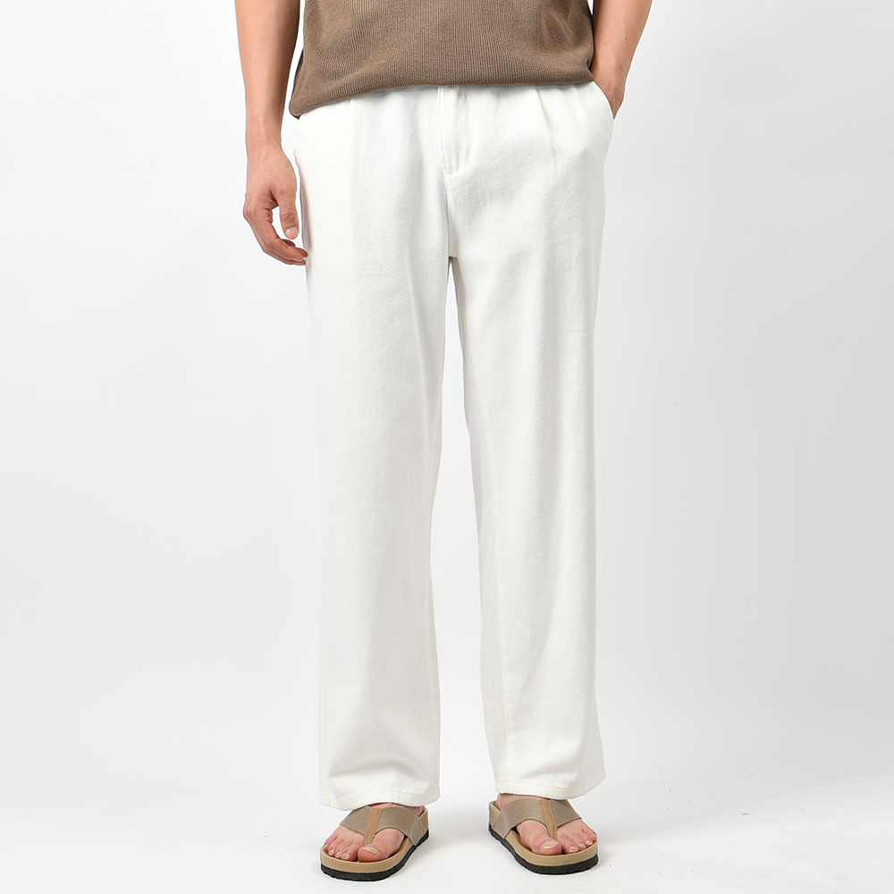 남성여름면바지 세미와이드 핀턱 허리 뒷밴드 팬츠 - 상세 이미지 3