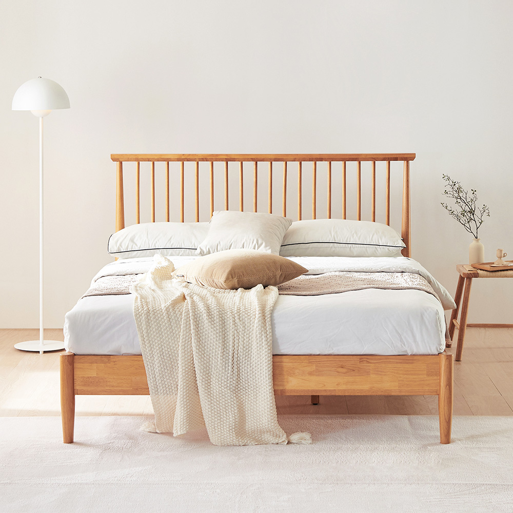 이노센트 어텀 시즌2 원목 침대 Q + 매트 9존매트, 내추럴