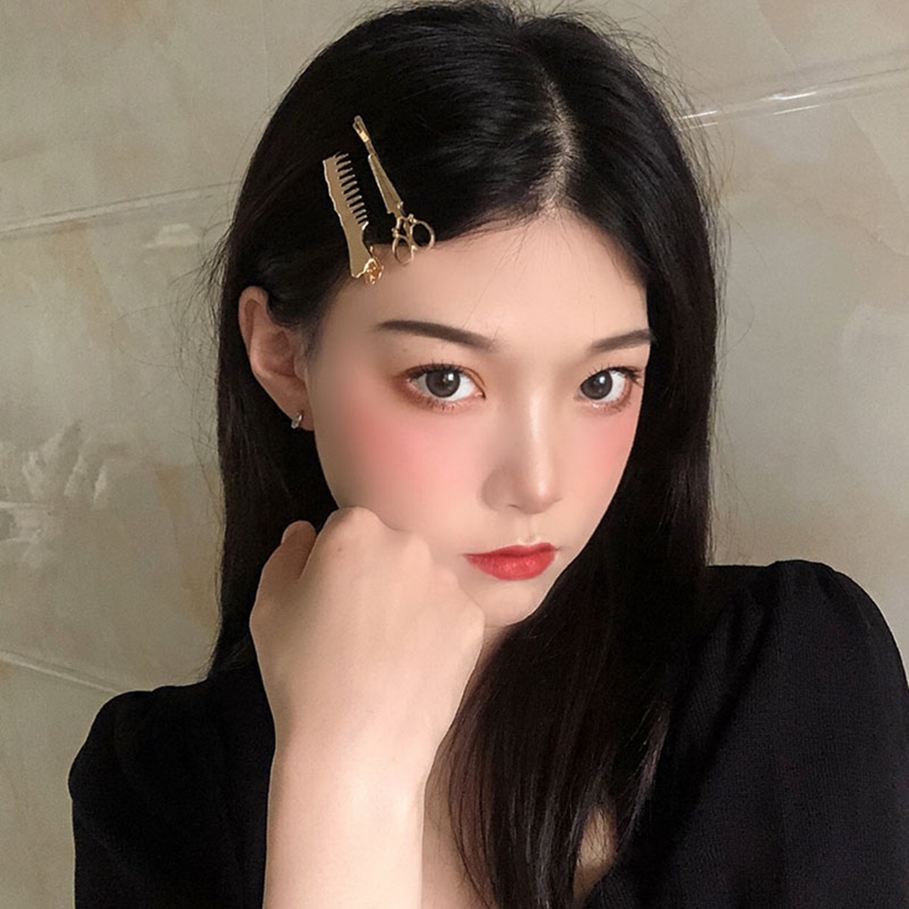 가위 실핀 헤어 메탈 실버 미니 얇은 앞머리 포인트 컬러 - 상세 이미지 5