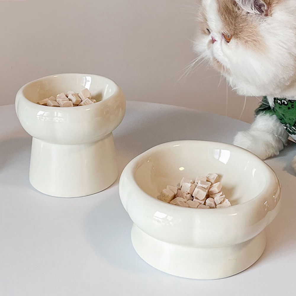 고양이밥그릇 강아지 물그릇 겸용 세라믹 스탠드형 식기