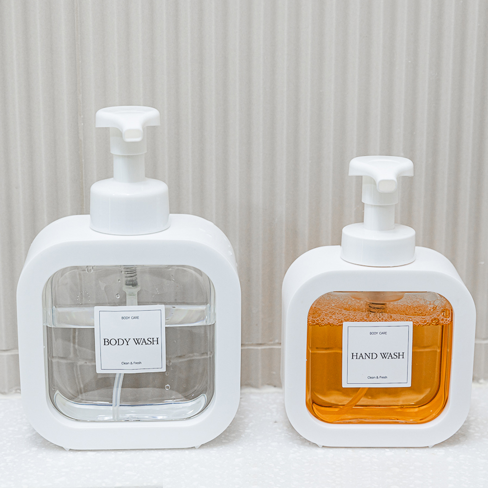 스퀘어 커버 로션 용기 주방 세제 소분 용기 300ml 2개+라벨지1개 - 상세 이미지 4