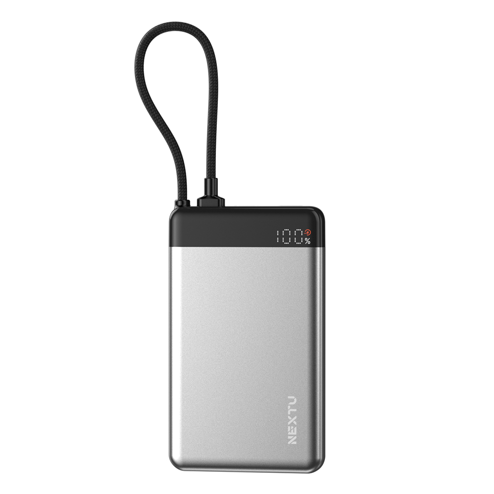 넥스트유 보우반 10,000mAh C타입 케이블 일체형 빌트인 보조배터리 10000mAh, 실버 - 상세 이미지 2
