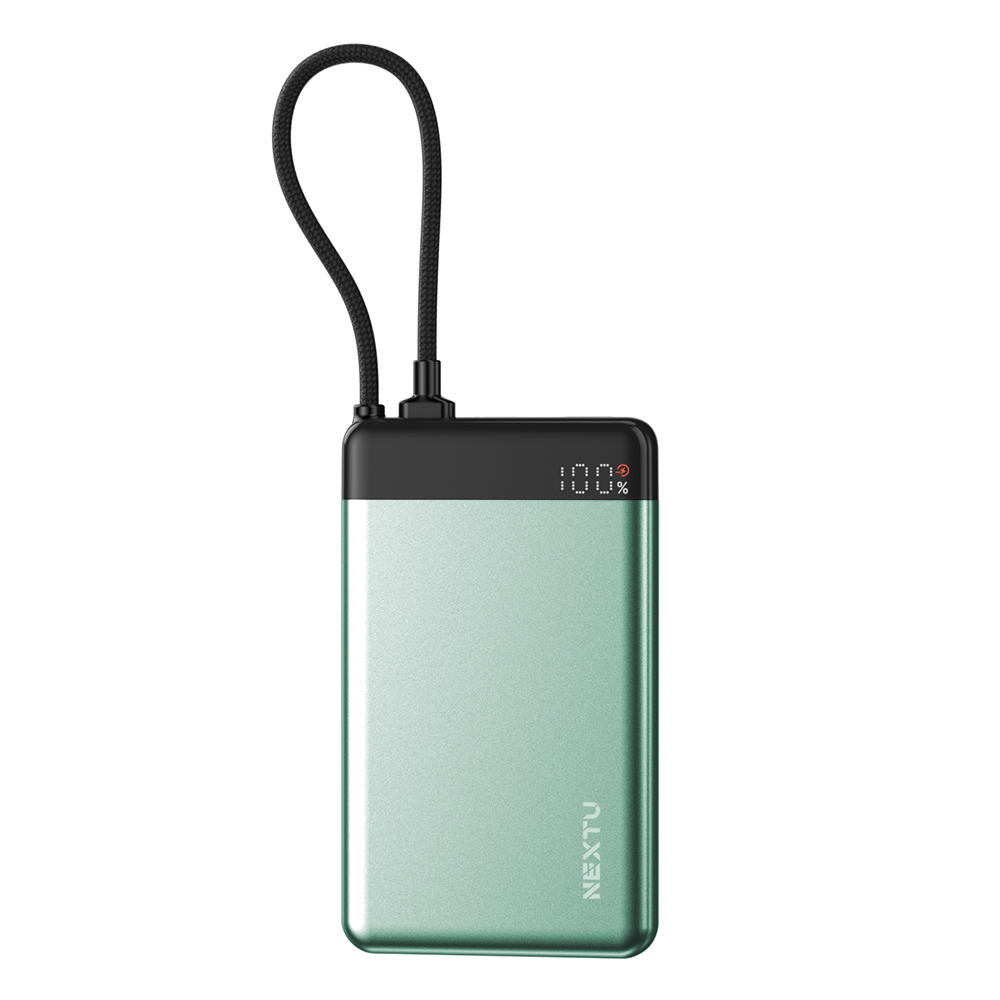 넥스트유 보우반 10,000mAh C타입 케이블 일체형 빌트인 보조배터리 10000mAh, 그린 - 상세 이미지 2