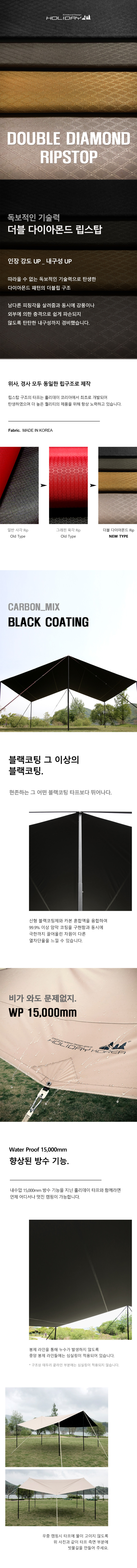 캠핑 홀리데이 대형 블랙코팅 300D 렉타 타프 스킨 판매처 상세 정보 이미지 4
