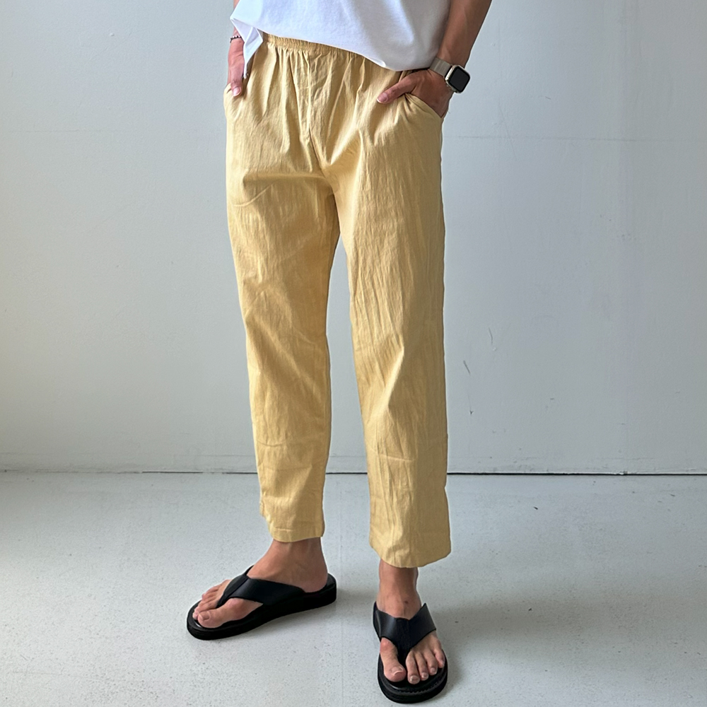 남자 여름바지 쿨 아이스 팬츠 9부 린넨 바지 - 상품 이미지
