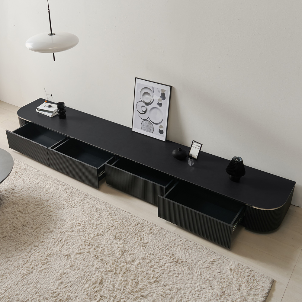 낮은 세라믹거실장 100인치 템바보드 폭넓은 TV거실장 티비다이 3200, 화이트