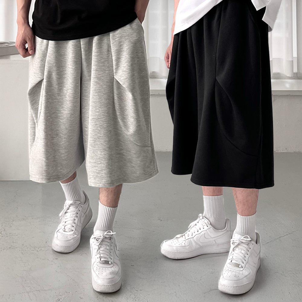 1+1 남자버뮤다팬츠 통큰바지 남자빅사이즈반바지 회색반바지