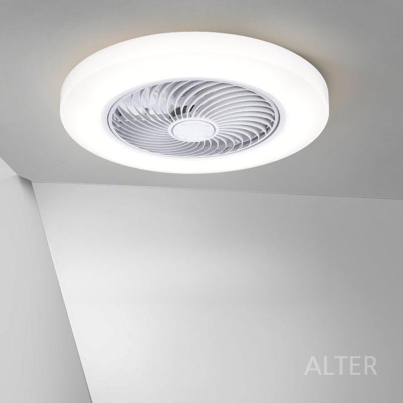 무소음 실링팬 천장형 조명 안방 날개 슬림 선풍기 화장실 거실 LED 52cm 화이트-변속 4단+리모컨 - 상세 이미지 2