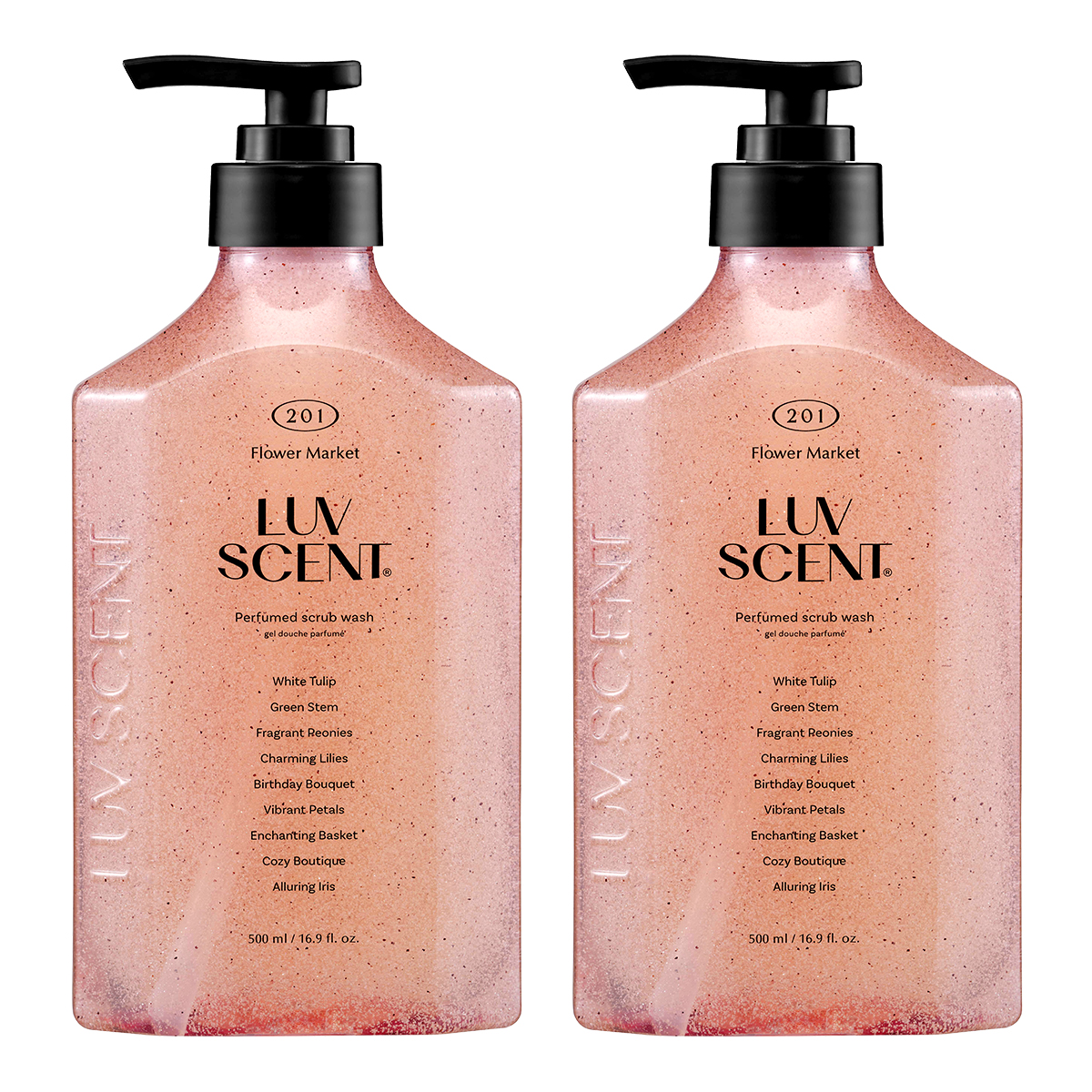 럽센트 퍼퓸 스크럽 워시?500ml 2개 플라워마켓 화이트 튤립향 +핸드워시?300ml 상품 이미지