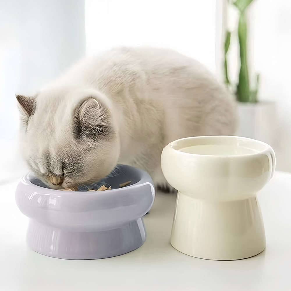 고양이밥그릇 강아지 물그릇 겸용 세라믹 스탠드형 식기