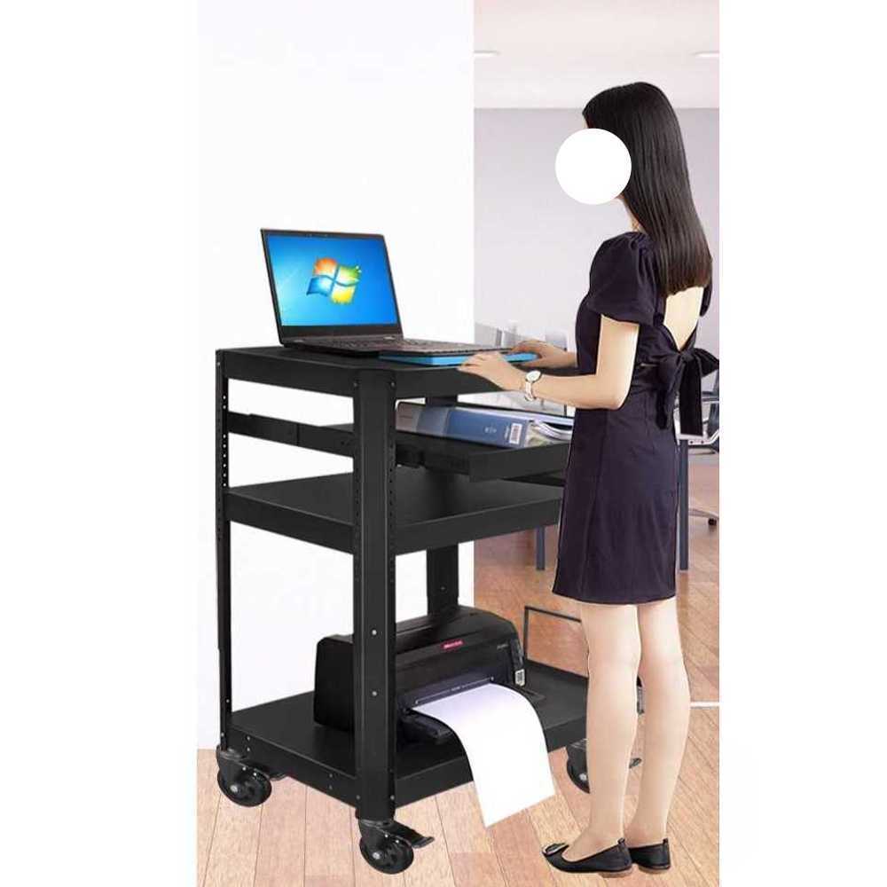 프로젝터 이동 카트 다단 선반 바퀴형 거치대 수납 3단 블랙 - 상세 이미지 3