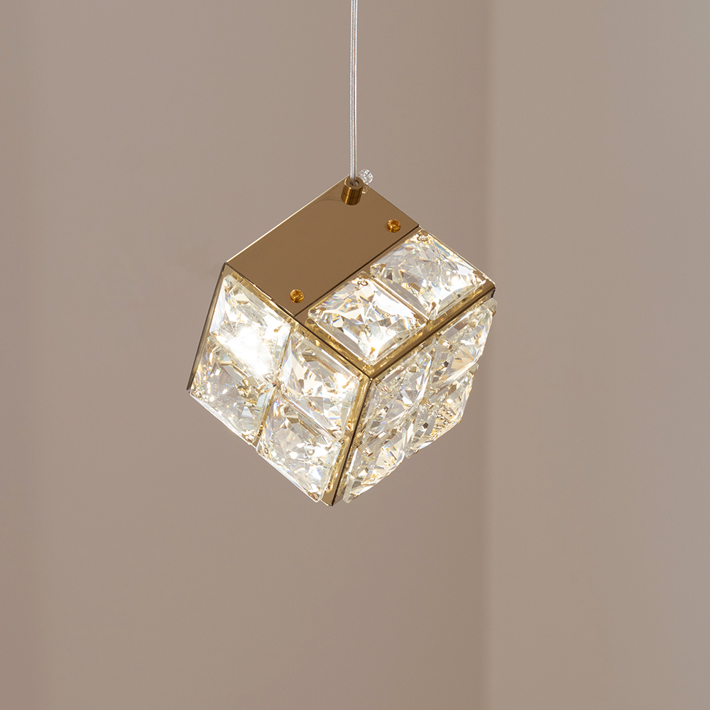 LED 식탁등 화장대 주방 포인트 인테리어 크리스탈 큐브 1등 펜던트조명 10W - 상세 이미지 4