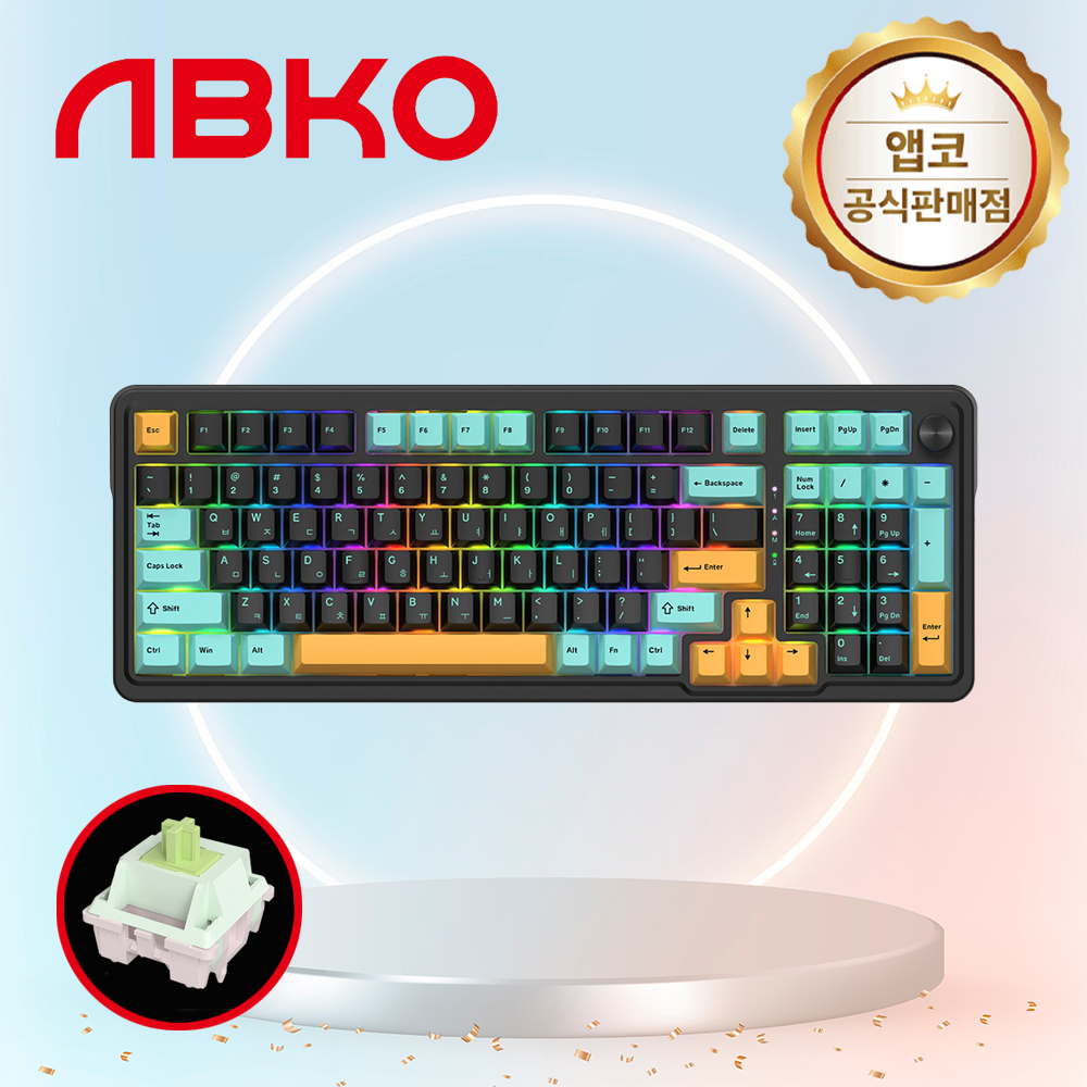 국내정발 앱코 AK998 8K 유선 기계식 키보드 블랙, 멜론축, 40g