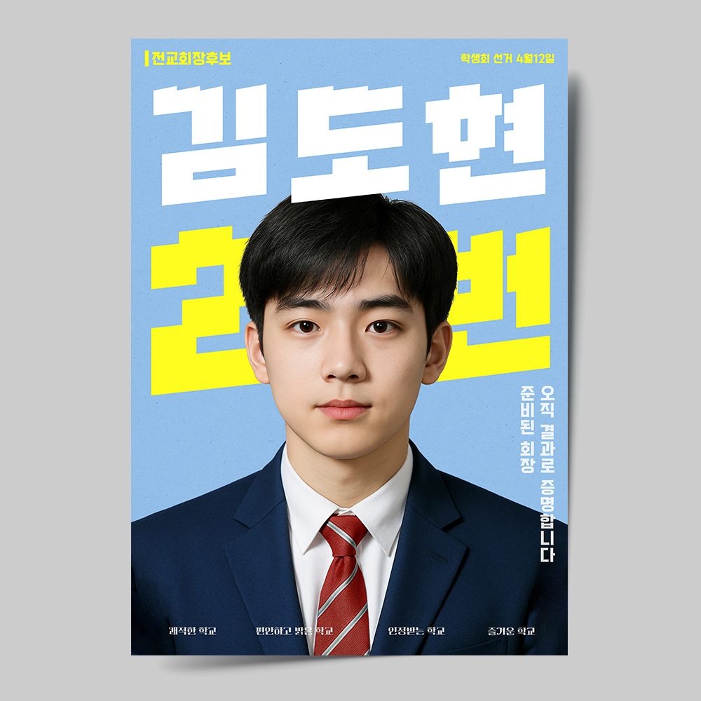 전교 회장 부회장 선거 포스터 벽보 디자인 맞춤제작 A4 - 메인 이미지