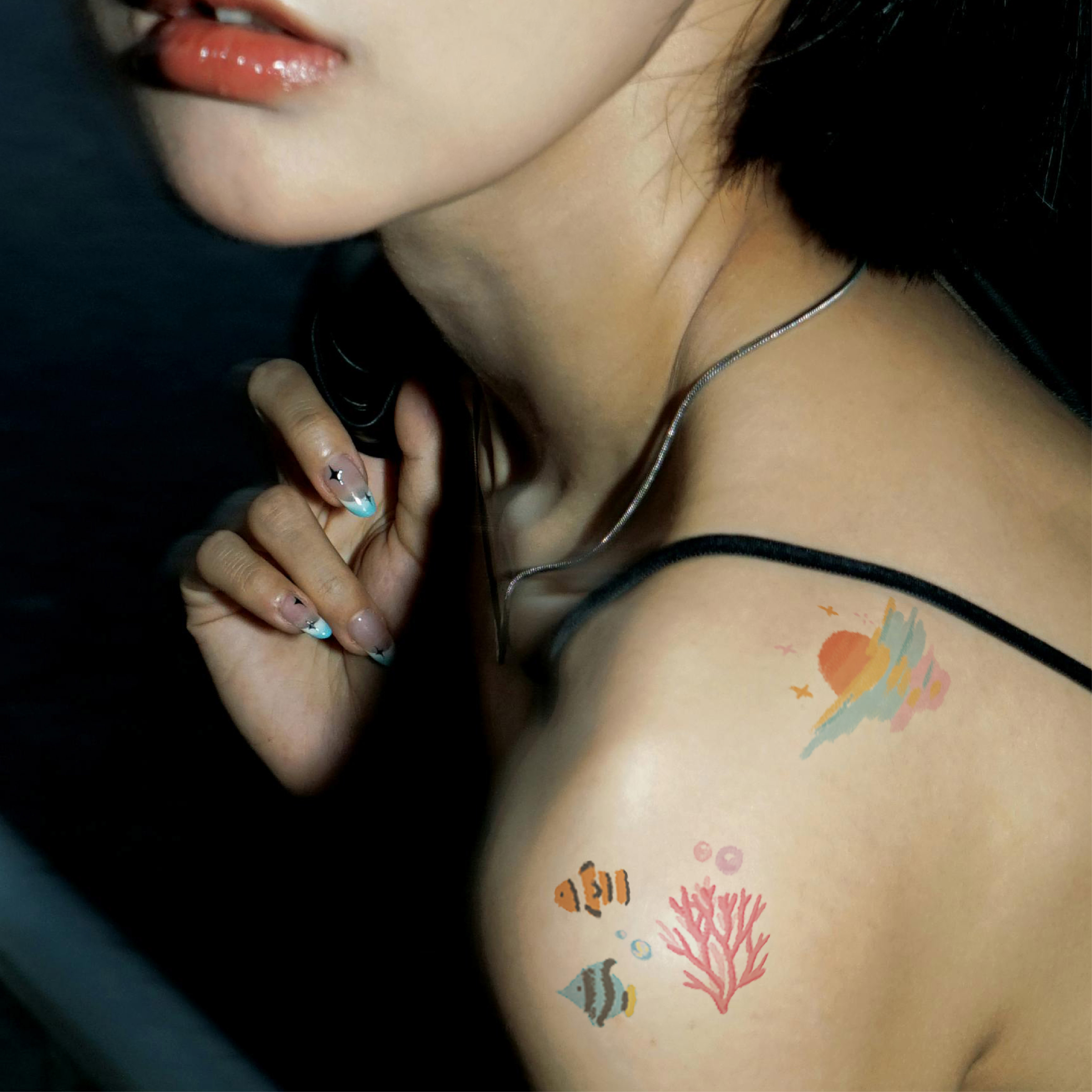 [KC인증] 프리미엄 타투스티커 레터링 건식 수채화 셀프 헤나 문신 스티커 PROJECT A01