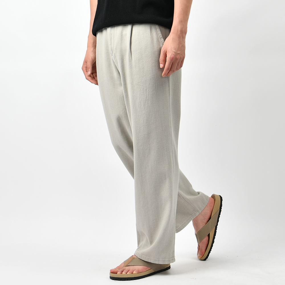 남성여름면바지 세미와이드 핀턱 허리 뒷밴드 팬츠 - 상세 이미지 4