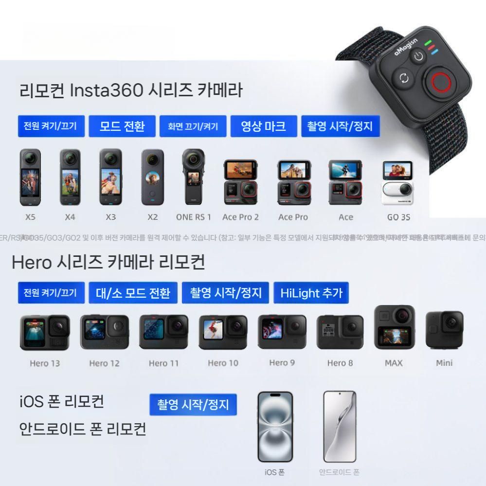 인스타360 x5 액션캠 블루투스 리모컨 GoPro X4 ACE PRO2 호환 - 상세 이미지 2