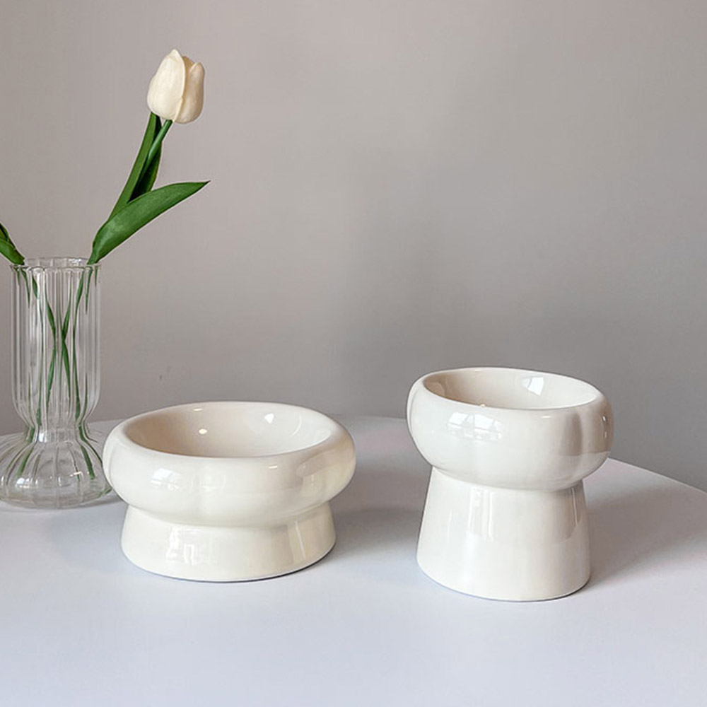 고양이밥그릇 강아지 물그릇 겸용 세라믹 스탠드형 식기