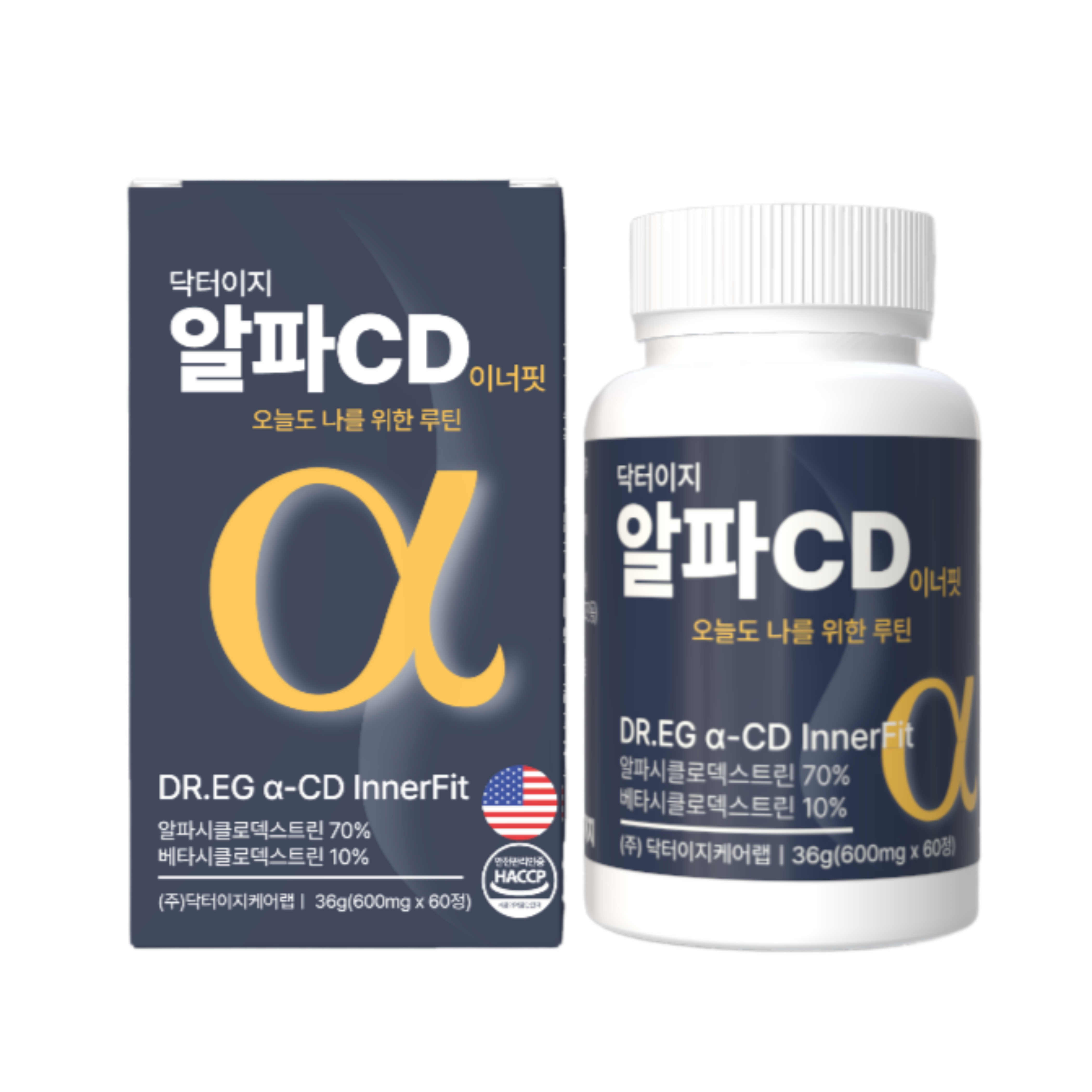 알파CD 순도100% 지방흡착배출 닥터이지 이너핏 알파씨디 식이섬유 쾌변 60정, 1개 - 상세 이미지 2