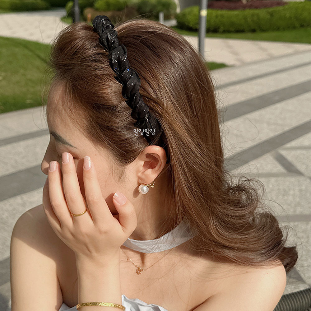 블링 랩 헤어밴드 고급스러운 꼬임 이빨 귀안아픈 머리띠 이미지 7
