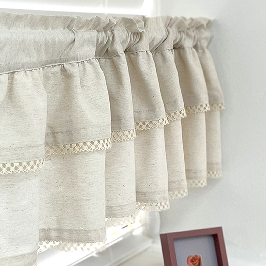 프릴 부엌 미니 가림막 주방 창문 패브릭 바란스 110x33