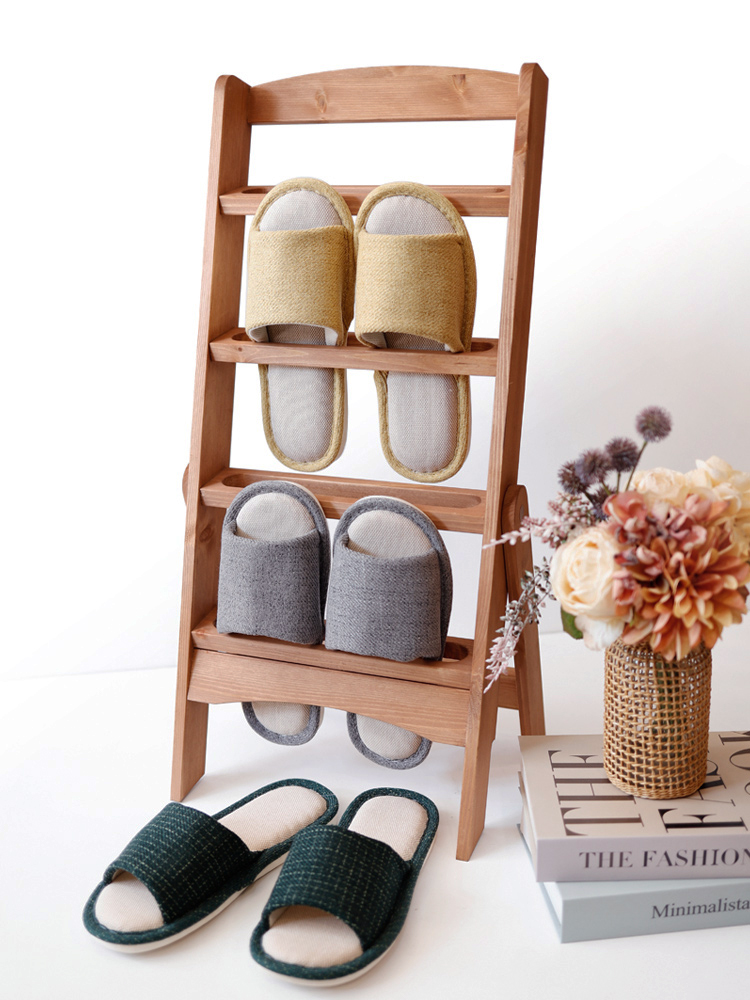 레이첼 원목 빈티지 거실 실내화거치대