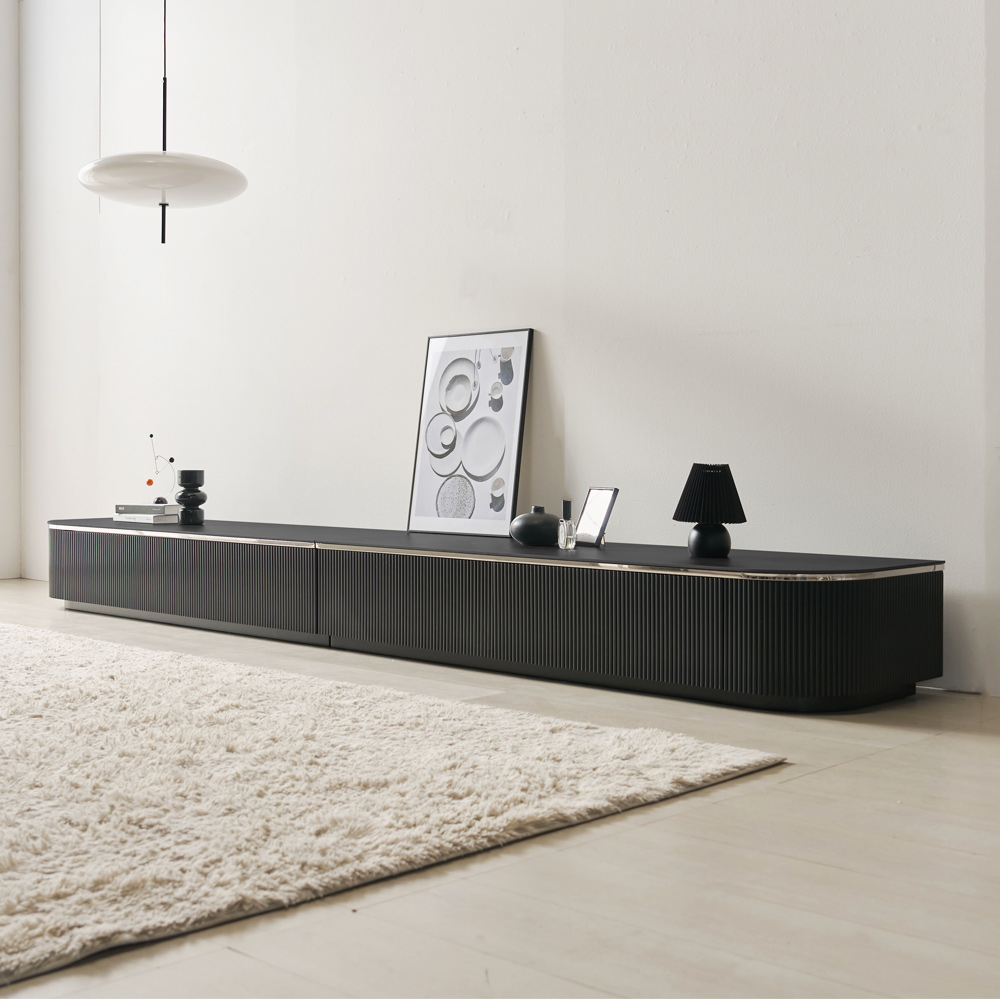 낮은 세라믹거실장 100인치 템바보드 폭넓은 TV거실장 티비다이 3200, 블랙