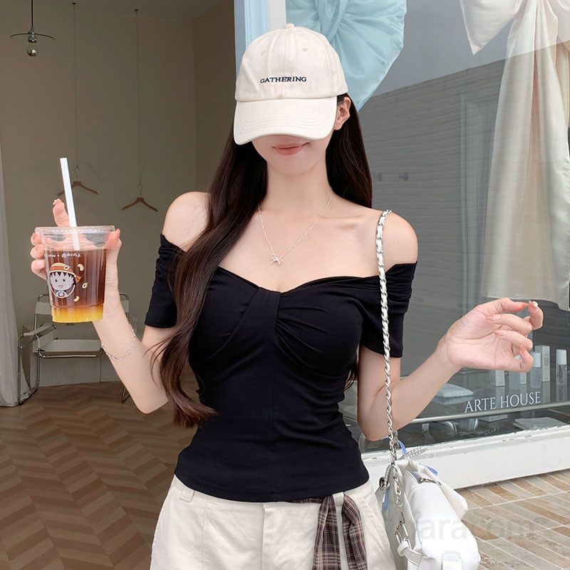 여자 브이넥 셔링 슬림핏 반팔티 숏기장 여름 데일리 베이직 코디 여성티 탄탄스판 면스판 D0162 - 상세 이미지 3