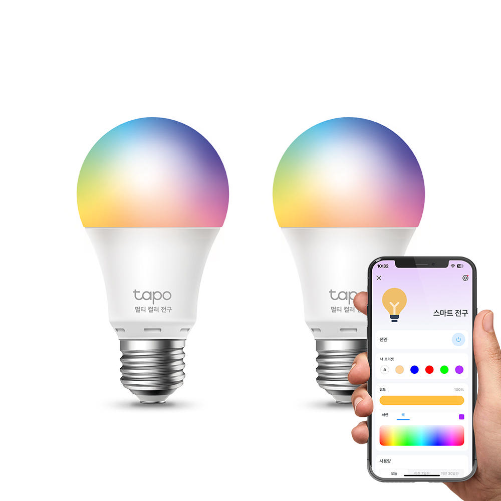 티피링크 공식몰 티피링크 Tapo L530E 스마트 멀티컬러 LED 전구 E26 8W 전구색 2개