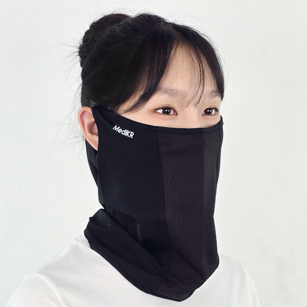 선글라스 + 자외선차단 냉감원단 스포츠 쿨 마스크 화이트 1매입 이미지 3