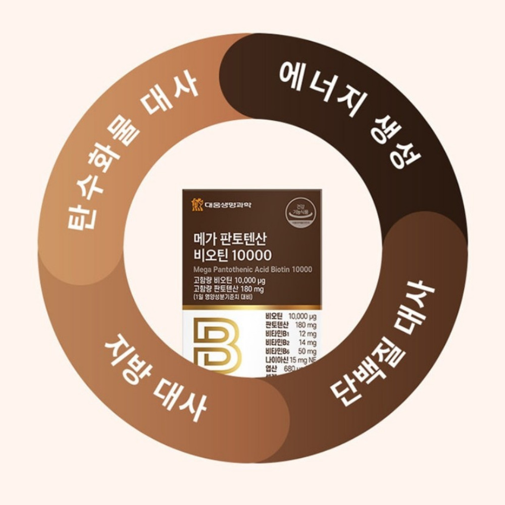 대웅생명과학 메가 판토텐산 비오틴 캐리넷 케라넷 남자 여자 약2달 60정, 1개 - 상세 이미지 5
