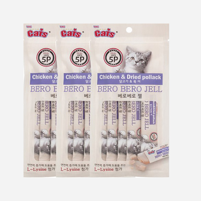 더캣츠 베로베로젤 고양이짜먹는간식 고양이캔 파우치 치킨+북어, 150g, 1개 - 상품 이미지
