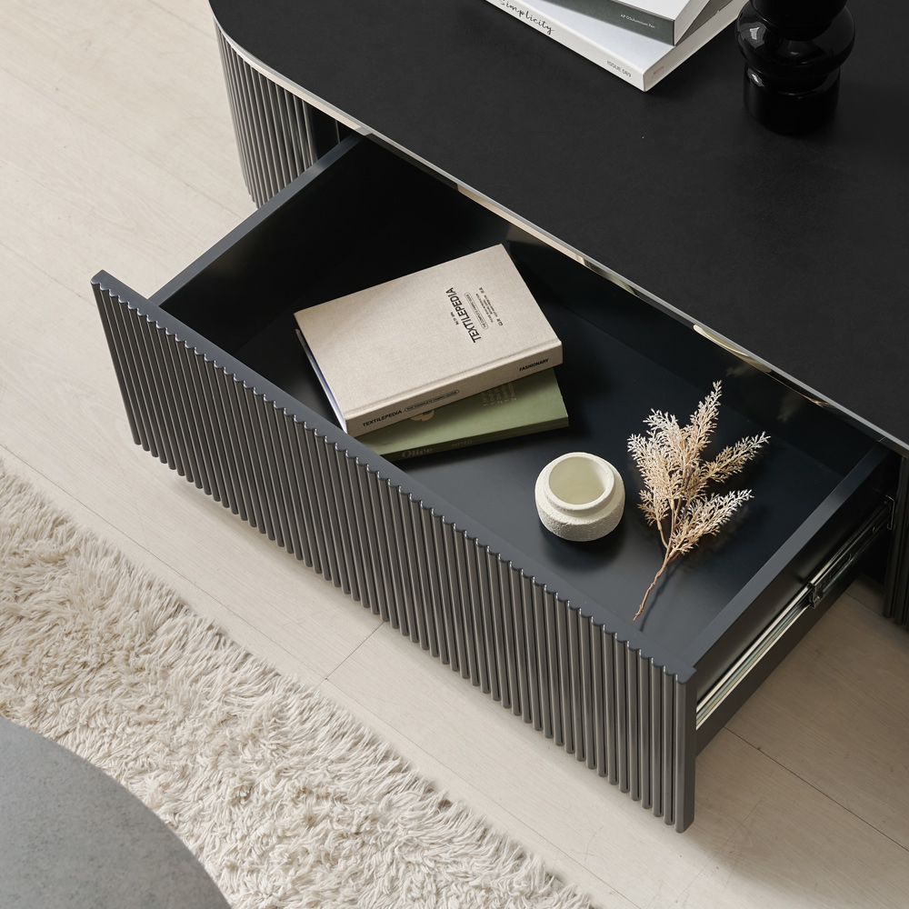 낮은 세라믹거실장 100인치 템바보드 폭넓은 TV거실장 티비다이 3200, 블랙