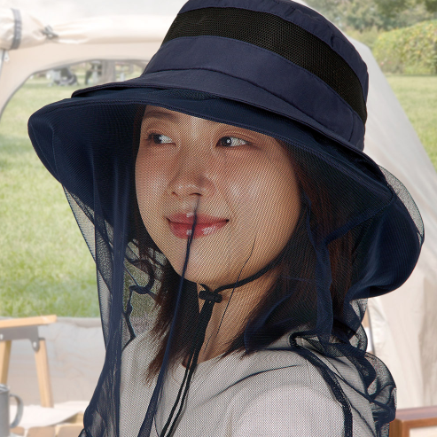 캠핑 모자 낚시 등산 접이식 모기장 모자 메쉬 망사 벌레 차단 여름 봄 가을 휴대용 햇빛 - 상품 이미지