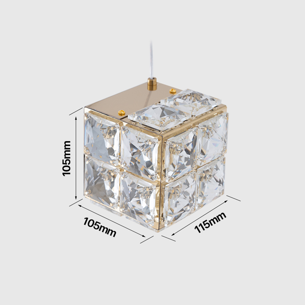 LED 식탁등 주방 인테리어 크리스탈 큐브 2등 펜던트 조명 20W