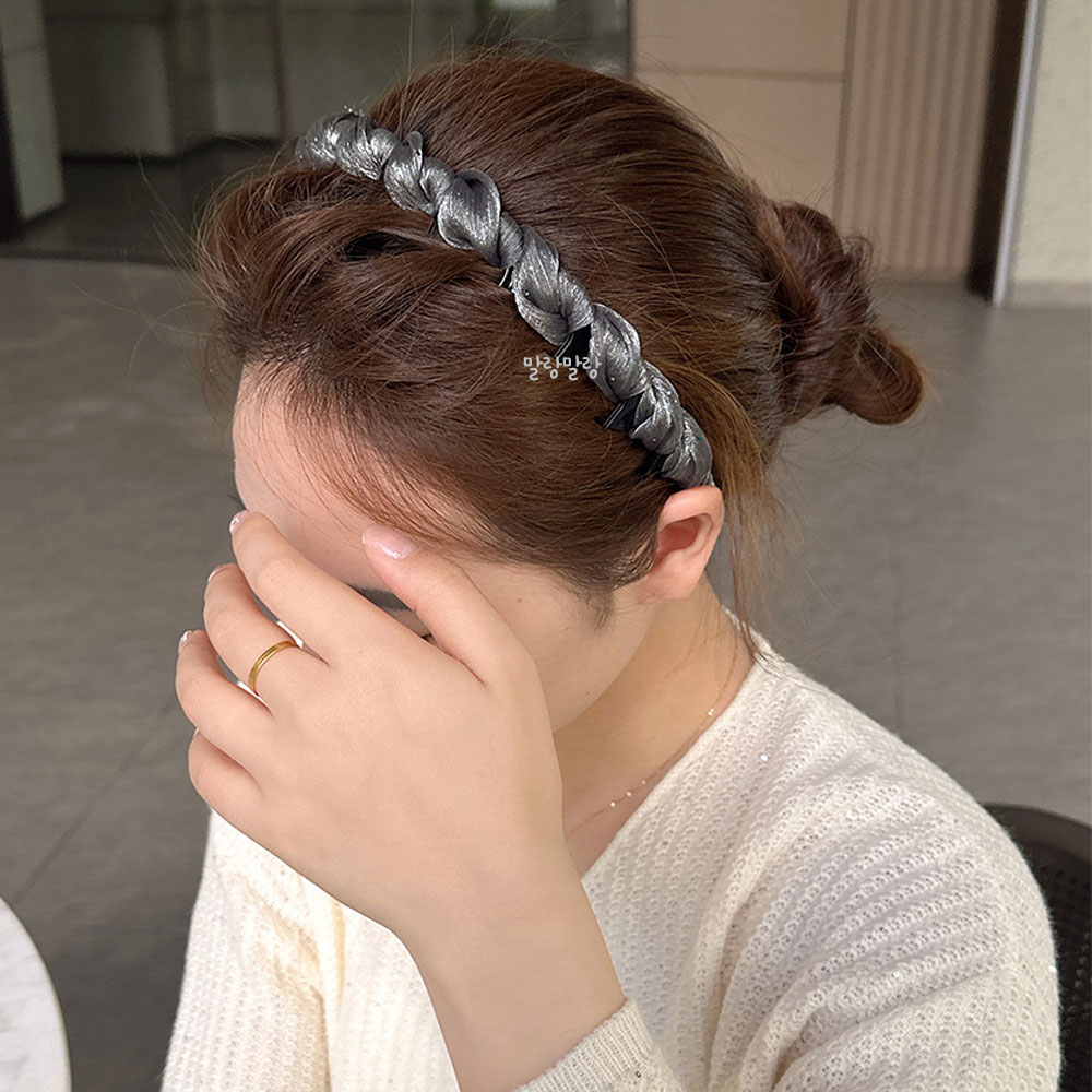 블링 랩 헤어밴드 고급스러운 꼬임 이빨 귀안아픈 머리띠 - 상세 이미지 4