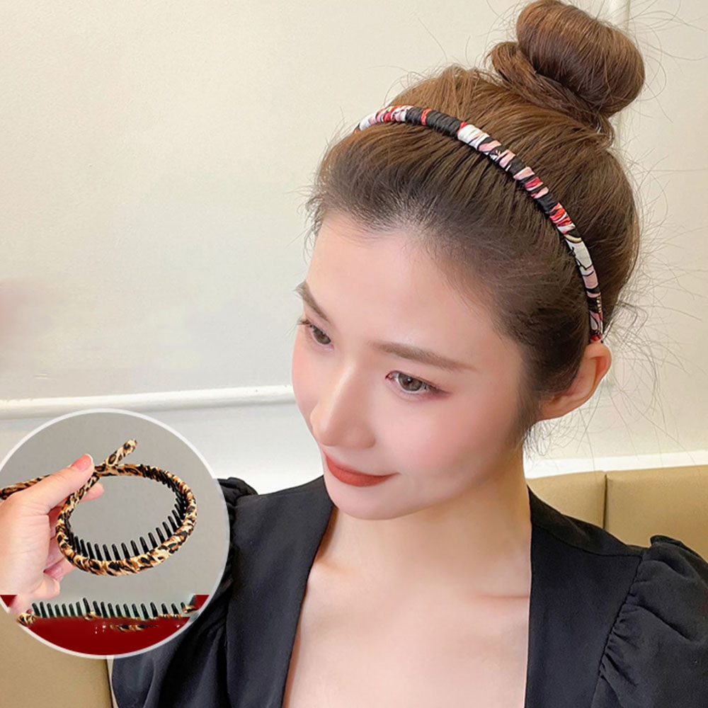 프린팅 빗살 헤어띠 머리띠 밴드 헤어 플라스틱 여성 귀안아픈 천 얇은 이미지 8