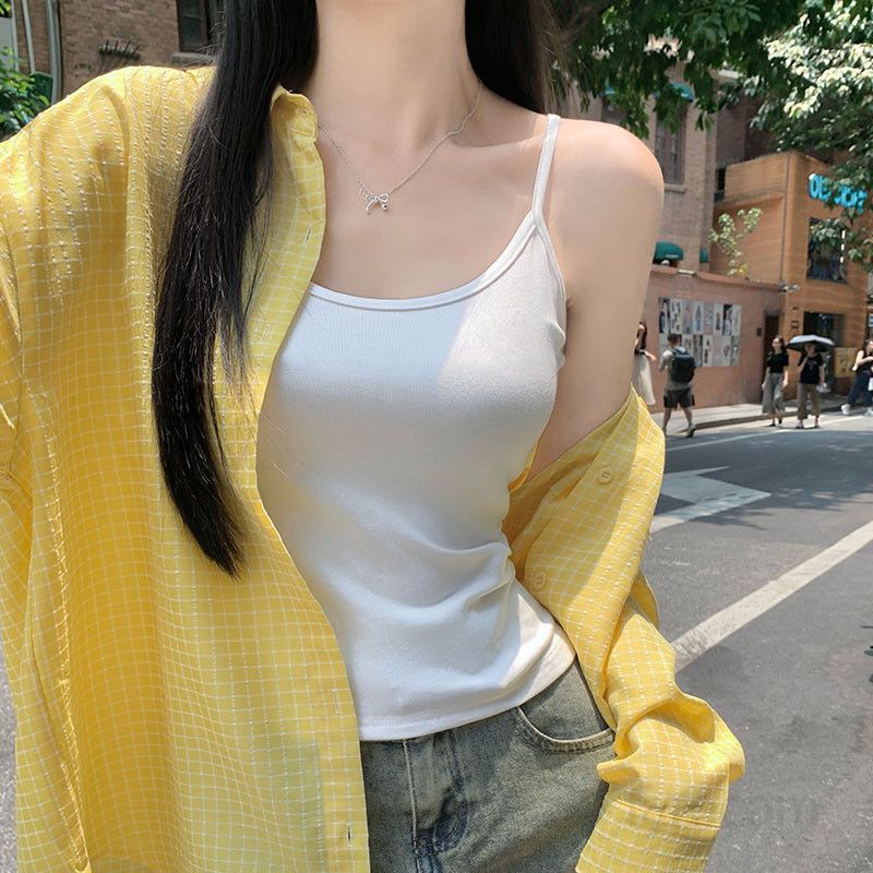 여성 여름 시스루 루즈핏 폴로카라 긴팔 셔츠 격자무늬 화이트 나시 슬리브리스 코디 여리여리핏 체형커버 데일리 캐주얼룩 TZ07489-1 - 상세 이미지 4