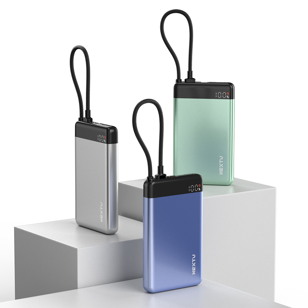 넥스트유 보우반 10,000mAh C타입 케이블 일체형 빌트인 보조배터리 10000mAh, 그린 - 상세 이미지 4