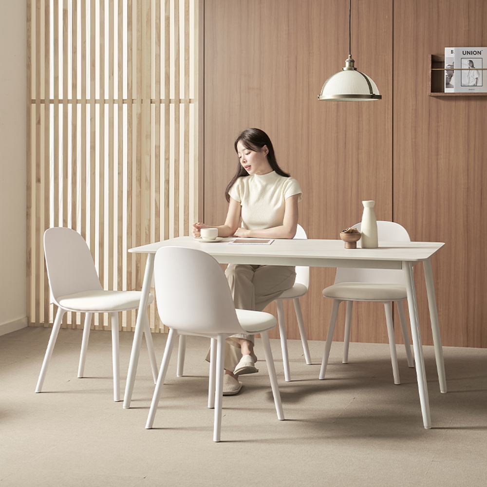 보니애가구 포지타노 1200 포세린 세라믹 식탁+의자 4P 세트 방문설치 - 상품 이미지