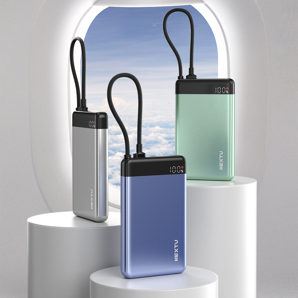 넥스트유 보우반 10,000mAh C타입 케이블 일체형 빌트인 보조배터리 10000mAh, 블루 - 상세 이미지 4