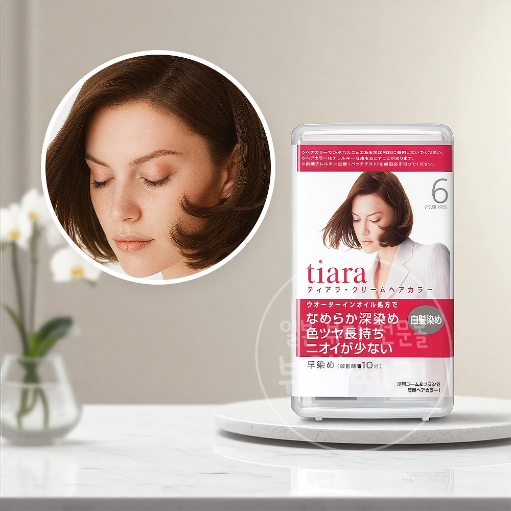 시세이도 티아라 크림 헤어 컬러 일본 새치 흰머리 염색약 6호 어두운 밤색 - 상품 이미지