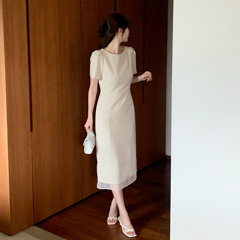 [자체제작] 쉬폰 레이어드 H라인 롱 원피스 op16106