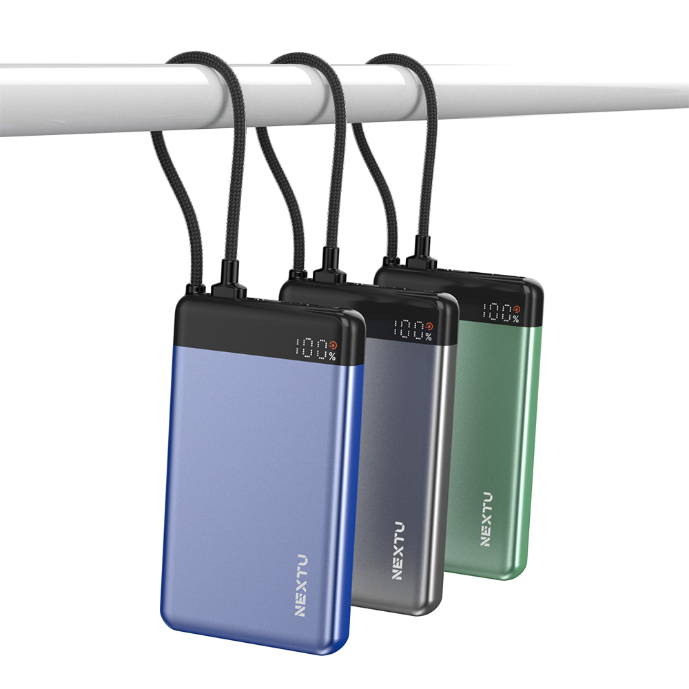 넥스트유 보우반 10,000mAh C타입 케이블 일체형 빌트인 보조배터리 10000mAh, 블루 - 상세 이미지 5