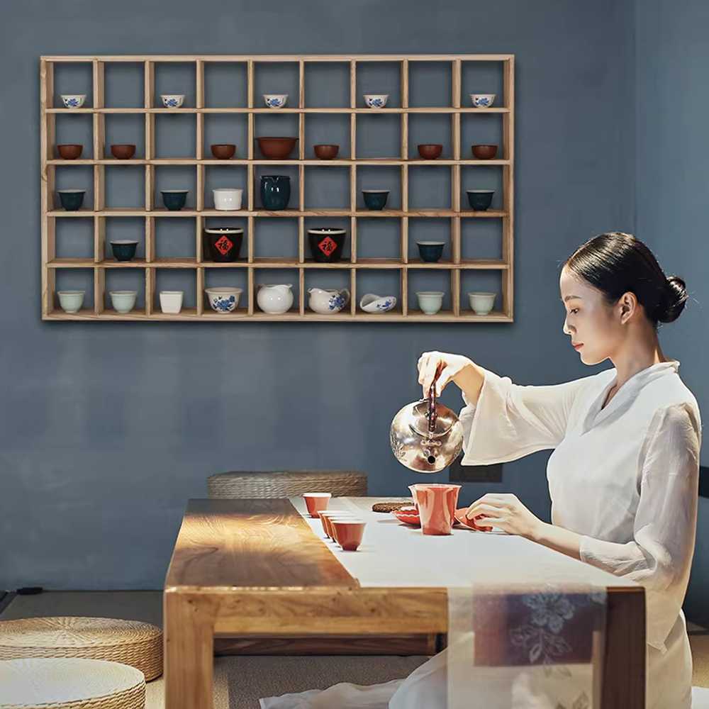 벽걸이 수납장 큐브형 수납 진열장 슬림 부엌 원목 35칸 - 상세 이미지 2